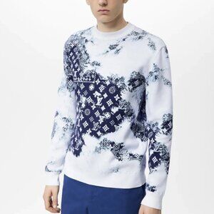 Louis Vuitton Indigo & White Monogram Bandana Crewneck Sweater